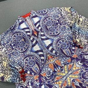 Decorative blue pattern kurta kaftan L